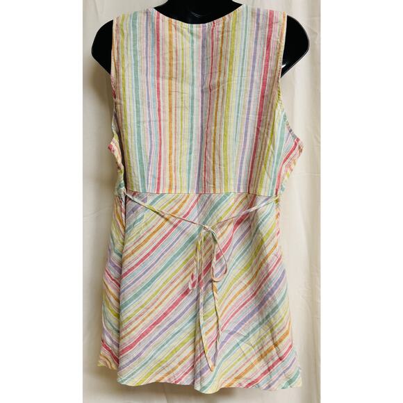 Motherhood Maternity Women Linen Top Blouse V-Neck Sleeveless Stripe Pink New - Picture 5 of 9